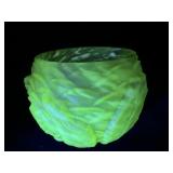 Northwood Uranium Glass Satin Glass Leaf >
