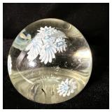 Vintage Glass Floral Paper Weight