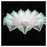Antique Milk Glass and Emerald Green Brides Bowl