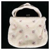 Floral Pattern Corde Bead Vintage Purse