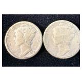 1935, 1935-S & 1935-D Silver Mercury Dimes