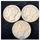 1936, 1936-S & 1936-D Silver Mercury Dimes