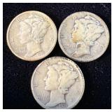 1936, 1936-S & 1936-D Silver Mercury Dimes