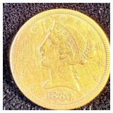1880-S Gold $5 Half Eagle AU