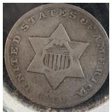 1851 Silver 3 Cent Piece