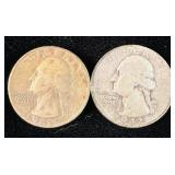 1942 & 1942-S Silver Washington Quarters