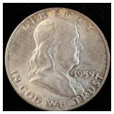 1959-D Silver Franklin Half-Dollar MS