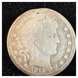 1912 Silver Barber Quarter
