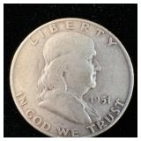 1951-D Silver Franklin Half-Dollar