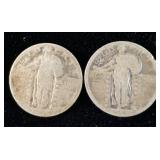 (2) Dateless Silver Standing Liberty Quarter