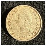 1944 Dominican Republic Silver 10 Centavos