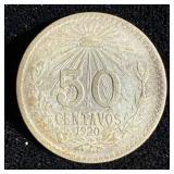 1920 Mexican Silver 50 Centavos