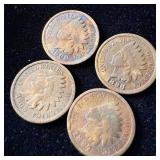 1897, 1898, 1900 & 1909 Toned Indian Head Pennies