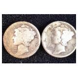 1916 & 1916-S Silver Mercury Dimes