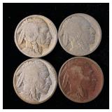 1915, 1916, 1918 & 1919 Buffalo Nickels