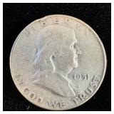 1951-D Silver Franklin Half-Dollar