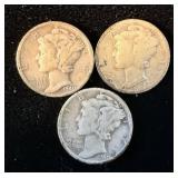 1940, 1940-D & 1940-S Silver Mercury Dimes
