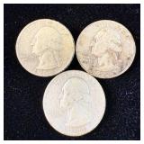 1944, 1944-D & 1944-S Silver Washington Quarters