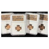 (4) 2009-S Bronze 1C PF69RD Ultra Cameo NGC