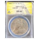 1884-O/O VAM10 HOT 50 Silver Morgan Dollar MS61 >