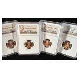 (4) 1C PF69RD ultra cameo NGC 2009-S Bronze Gem>