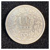 Silver 1903 Switzerland One Franc