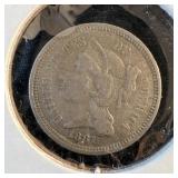 1881 Silver 3 Cent Piece