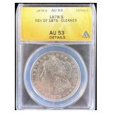 1878 Rev. of 1879 Silver Morgan Dollar AU53 ANACS