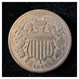 1864 2 Cent Piece DDR & Die Crack