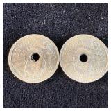 (2) uncirculated 1949 Spain 50 Centimos