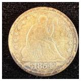 1854 Silver Seated Liberty Quarter