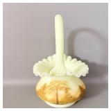 Fenton Handpainted Custard Uranium Glass Basket