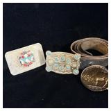 (3) Navajo belt buckles nickel silver Zuni eagle,
