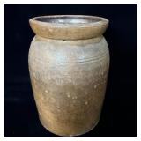 Antique brown salt glazed stoneware fruit crock 8
