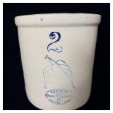 Antique 2 gallon redwing stoneware salt glazed