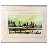 Acrylic Painting Indian Teepee Site Signed Roger >
