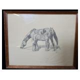Framed Vintage Print 'Mare & Foal' by Allen F. >