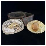 Stone agate and team roping belt buckles with 40