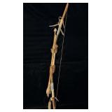 Native American Beaded Hide, Real Fur Bow & Arrow