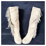 Rock & Candy Grey Suede Fringe Boots