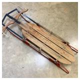 Vintage Speedaway Wooden & Metal Snow Sled