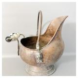 Vintage Dutch Helmet Style Copper Coal Scuttle >