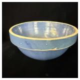 Antique 9 inch blue glaze stoneware mixing bowl