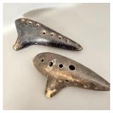 (2) Vintage Ocarina Pottery Flutes