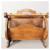 Vintage Mahogany Wood Butler Style Magazine Rack >
