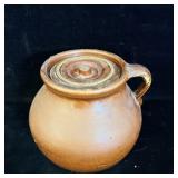 Antique brown drip glaze earthenware bean pot