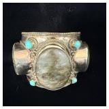 Navajo cuff chunky abalone & turquoise bracelet