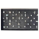 Tray of turquoise & coral chip inlay silver rings