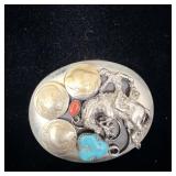 Buffalo Nickel Turquoise & Coral Western Horse >