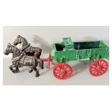 Vintage Cast Iron Horse Drawn Wagon